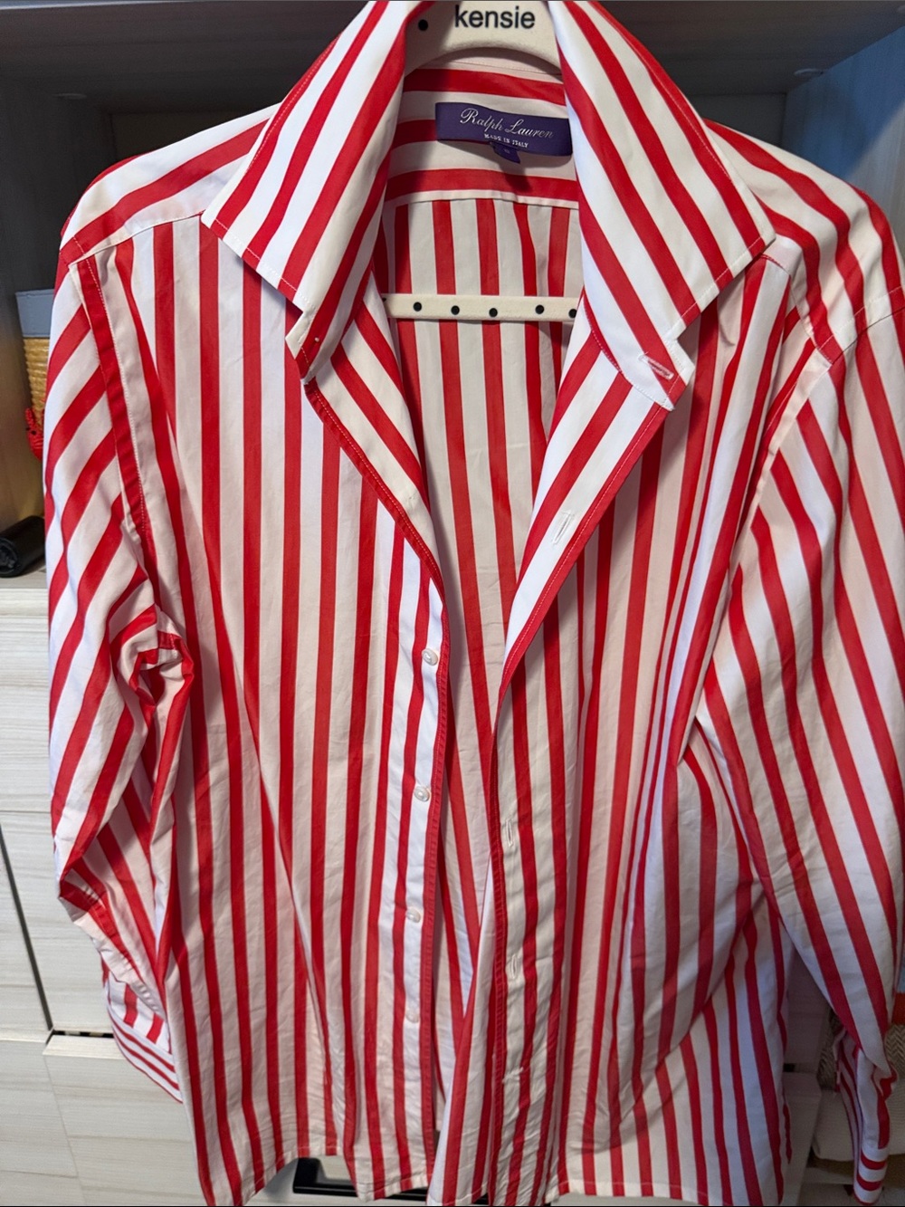 Ralph Lauren Purple Label Red and White Vertical Stripe Button-Down Shirt